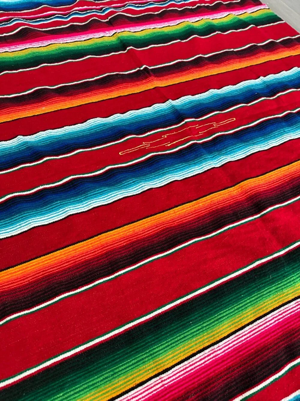 Vintage Mexican Saltillo Serape Wool Blanket Rug Southwestern Diamond 83